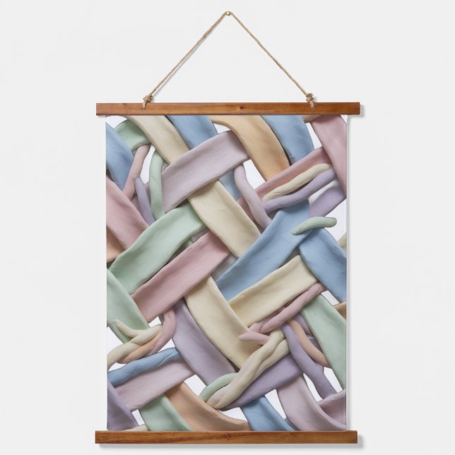 Tapisserie Suspendue Messy weave Wood Topped Wall Tapestry (Recto)