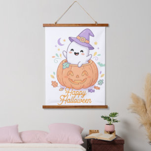 Tapisserie Suspendue Mignon fantôme d'Halloween effrayant et fond d'écr