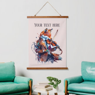 Tapisserie Suspendue mignon renard Amateurs de musique ajouter du texte