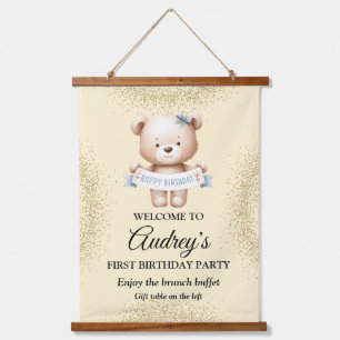 Tapisserie Suspendue Mignonne ours en peluche avec Joyeux Brithday