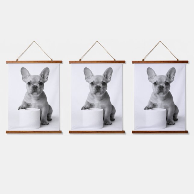 Tapisserie Suspendue Minimalist Funny French Bulldog Guards ToiletPaper (Tripler)