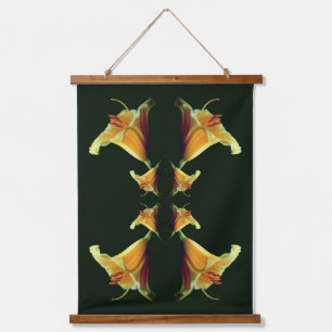 Tapisserie Suspendue Miroir à fleurs jaunes Abstrait