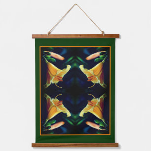 Tapisserie Suspendue Miroir à fleurs jaunes intenses Abstrait
