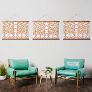 Tapisserie Suspendue Modèle floral symétrique avec motif orange