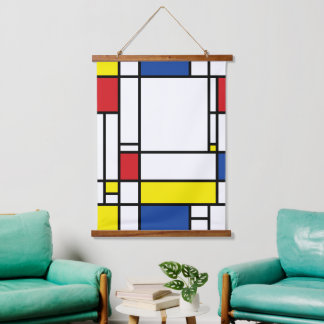 Tapisserie Suspendue Mondrian Minimaliste Géométrique De Stijl Arts Mod