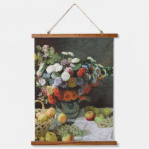 Monet Vintage vie morte avec fleurs et fruits
