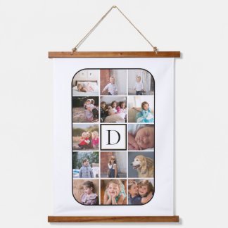 Tapisserie Suspendue Monogramme, 14 photo collage ronds coins blancs