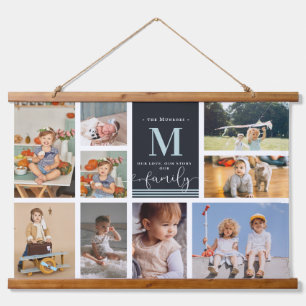 Tapisserie Suspendue Monogramme familial   Collage photo moderne en blo