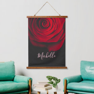 Tapisserie Suspendue Monographie personnalisée rouge rose vintage photo