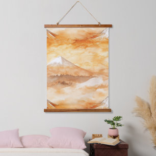 Tapisserie Suspendue Mont Fuji au lever du soleil Aquarelle Paysage Ora
