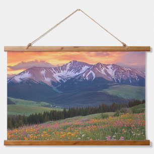 Tapisserie Suspendue Montagnes et Impression de Fleurs Sauvages Colorad