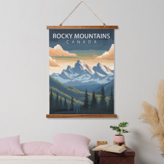 Tapisserie Suspendue Montagnes Rocheuses – Affiche de voyage vintage du