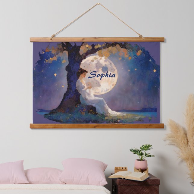 Tapisserie Suspendue Moonlit Dreamer - Serene Night Sky (Chambre à coucher)