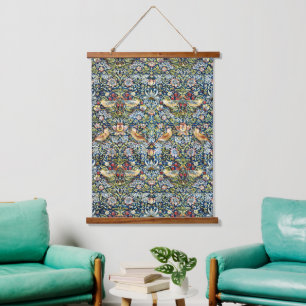 Tapisserie Suspendue Morris Strawberry Thief Jaune Ivoire Ardoise Bleu