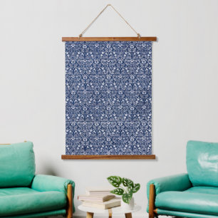 Tapisserie Suspendue Morris Vintage 1882 Fond Bleu Motif Floral