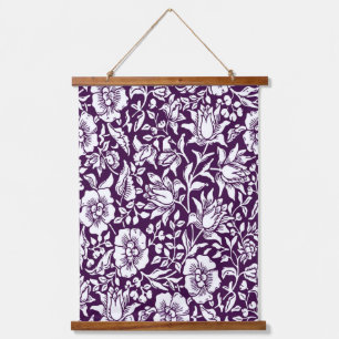 Tapisserie Suspendue Morris Vintage violet et blanc motif floral