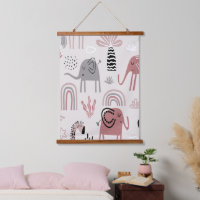 motif avec des éléphants et des girafes mignons gé