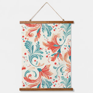 Tapisserie Suspendue Motif blanc blanc et rouge Paisley Leaf