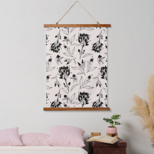 Tapisserie Suspendue Motif de dessin floral botanique minimaliste moder