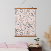Motif de fleur sauvage Rossignol Pêche Vintage