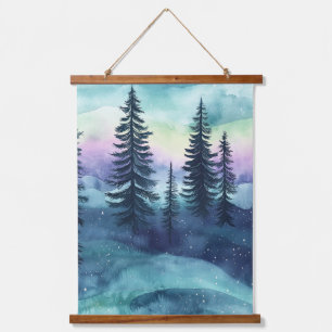 Tapisserie Suspendue Motif de forêt aurorale nordique
