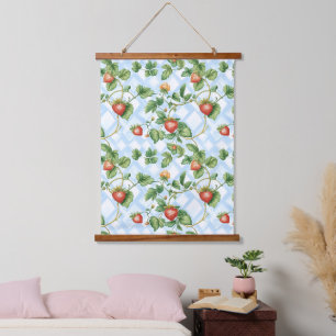 Tapisserie Suspendue Motif de fraise et feuille de charme - Vintage