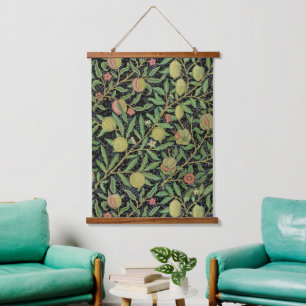 Tapisserie Suspendue Motif de fruit de grenade sombre de William Morris