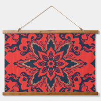 Motif de médaillon persan orné rouge bleu de luxe