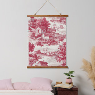 Tapisserie Suspendue Motif de paysage pastoral Toile cramoisie