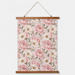 Tapisserie Suspendue Motif de pivoines fleuries vintage