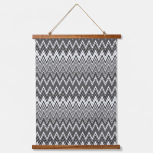 Tapisserie Suspendue Motif de zigzag géométrique noir et blanc