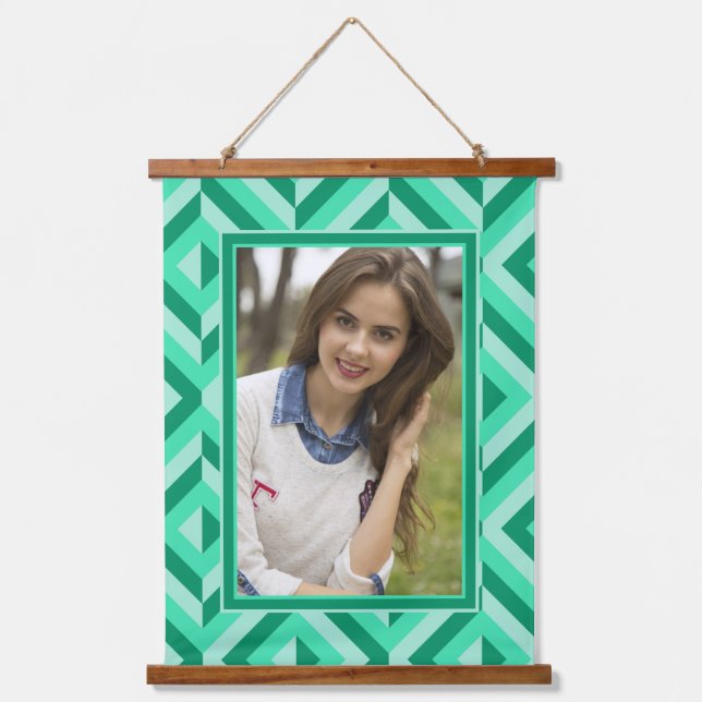 Tapisserie Suspendue Motif diamant à trois tons vert photo (Recto)