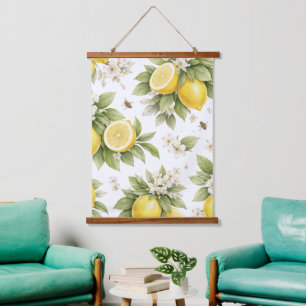 Tapisserie Suspendue Motif Fleur de Citron Vintage Citrus Cottagecore