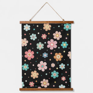 Tapisserie Suspendue Motif Fleur Multicolore Migné Sur Noir