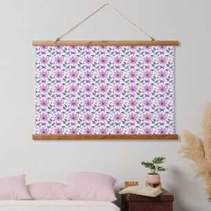 Tapisserie Suspendue Motif floral Papillon Violet Cottagecore Mignon