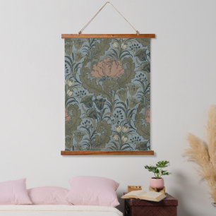 Tapisserie Suspendue Motif floral victorien antique terre cuite sauge