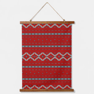 Tapisserie Suspendue Motif géométrique rouge et turquoise des mesas du