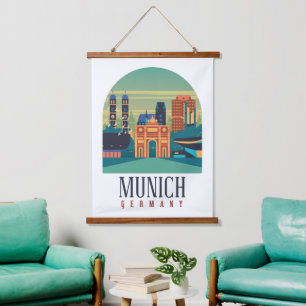 Tapisserie Suspendue Munich Bavière Allemagne Vintage voyage