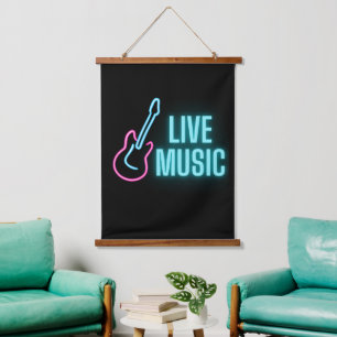 Tapisserie Suspendue Musique en direct Neon Guitare