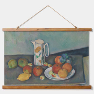 Tapisserie Suspendue Nature morte, pichet de lait et fruits sur une tab