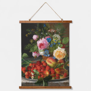 Tapisserie Suspendue Nature morte Roses et Fraises par Otto Ottesen