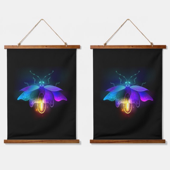 Tapisserie Suspendue Neon Firefly sur noir (Double)