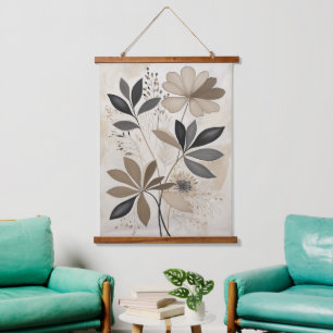 Tapisserie Suspendue Neutre Boho Botanique Art Minimaliste Terre