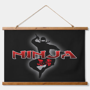 Tapisserie Suspendue Ninja Silhouette
