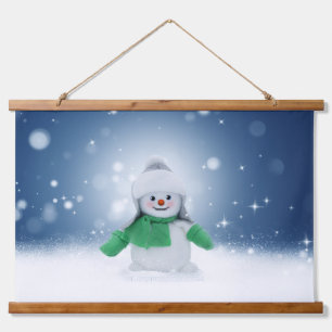 Tapisserie Suspendue Noël bonhomme de neige SlipperyJoe foulard vert m