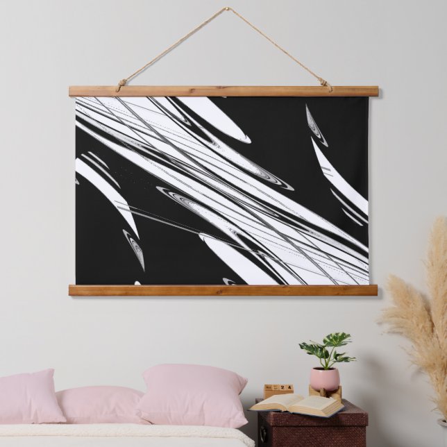 Tapisserie Suspendue Noir et Blanc Moderne (Chambre à coucher)