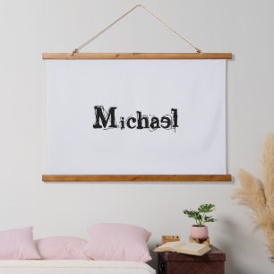 Tapisserie Suspendue Nom monogramme moderne minimaliste noir gris