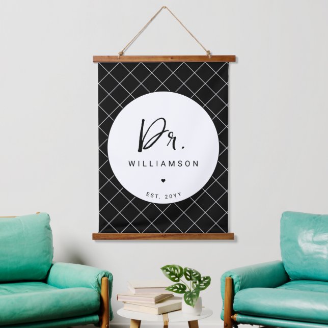 Tapisserie Suspendue Nom personnalisé Dr Minimaliste Docteur Graduation (Salon)