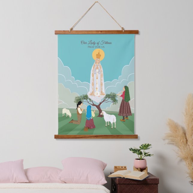 Tapisserie Suspendue Notre-Dame de Fatima et les trois bergers (Chambre à coucher)