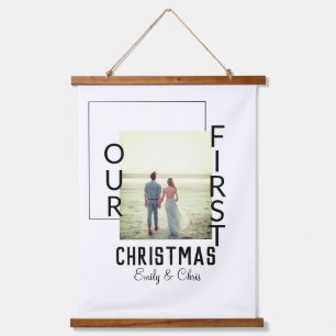 Tapisserie Suspendue Notre premier Noël ajouter photo de nom de couple